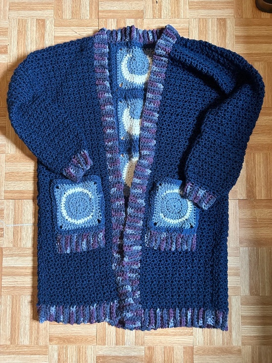 Sweaters - Oversized Crochet Cardigan Moon-Phases